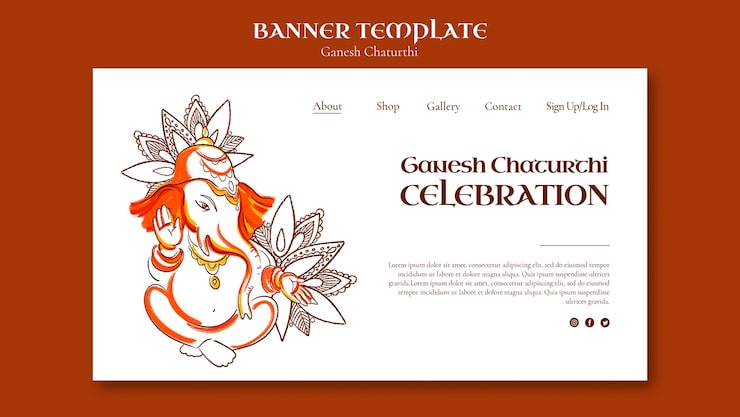 Gratis PSD mall med platt design för ganesh chaturthi