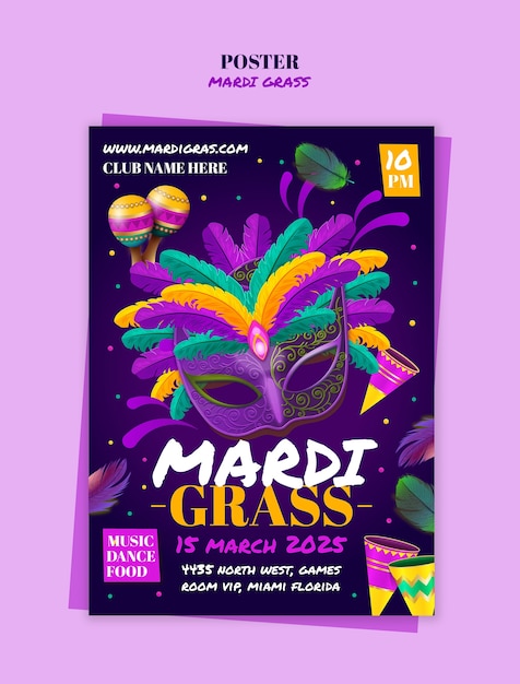 Gratis PSD mardi gras festaffischmall