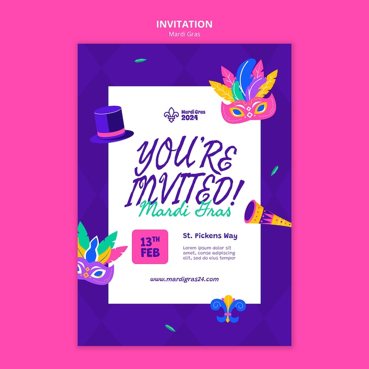 Gratis PSD mardi gras-skabelondesign