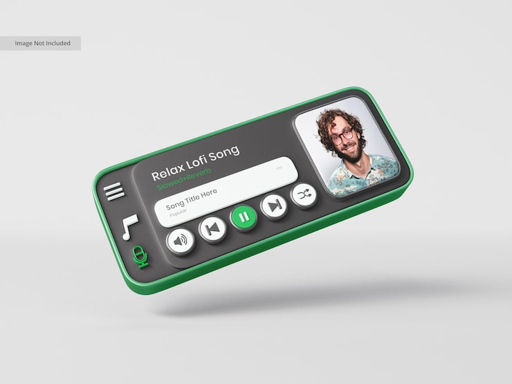 Gratis PSD media player 3d interface mockup
