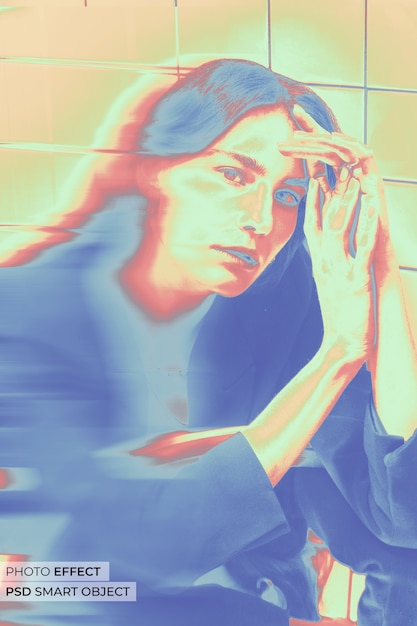 Gratis PSD mediumbillede af kvinde, der poserer med termisk kameraeffekt