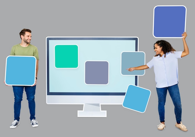 Gratis PSD mennesker med web skabelon ikoner