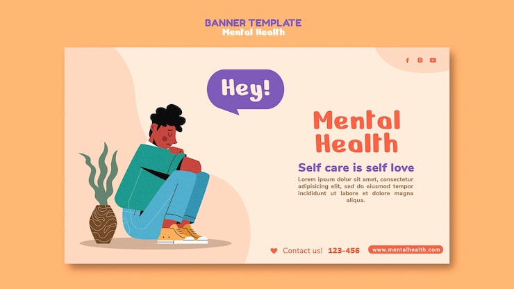 Gratis PSD mental sundhed horisontal banner skabelon