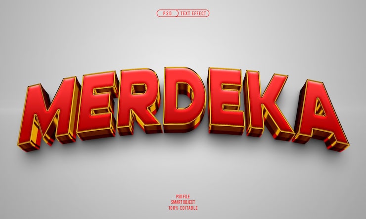 Gratis PSD merdeka 3d redigerbar teksteffekt