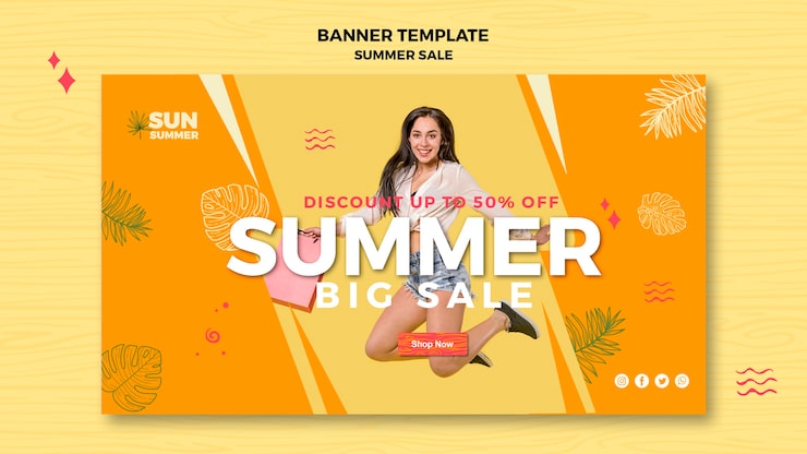 Gratis PSD modelpige sommerudsalgsbanner