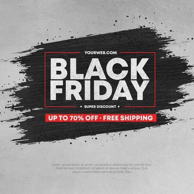 Gratis PSD moderne black friday udsalg med sort penselstrøg ramme baggrund