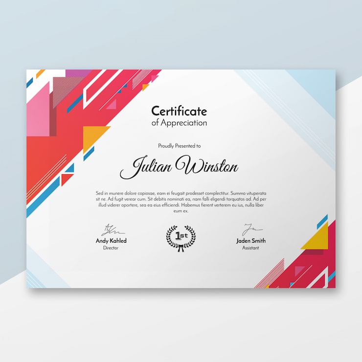 Gratis PSD moderne certifikatskabelon