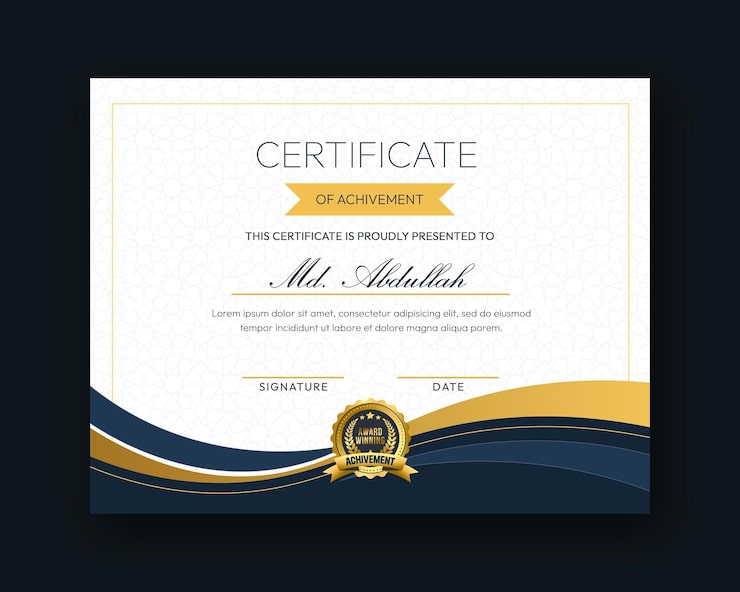 Gratis PSD moderne kreativ og elegant certifikat designskabelon