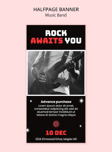 Gratis PSD musikband-skabelondesign