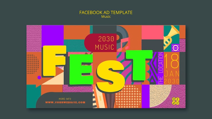 Gratis PSD musikfestival-skabelon i fladt design