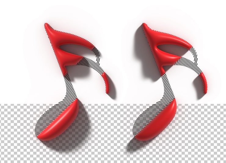 Gratis PSD musikk note 3d bokstaver transparent psd font design