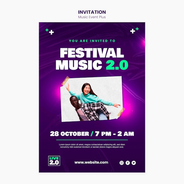 Gratis PSD musikkfestival invitasjonsmal