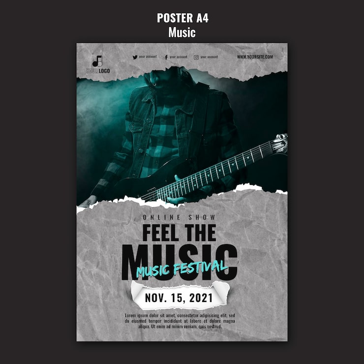 Gratis PSD musikplakat design skabelon
