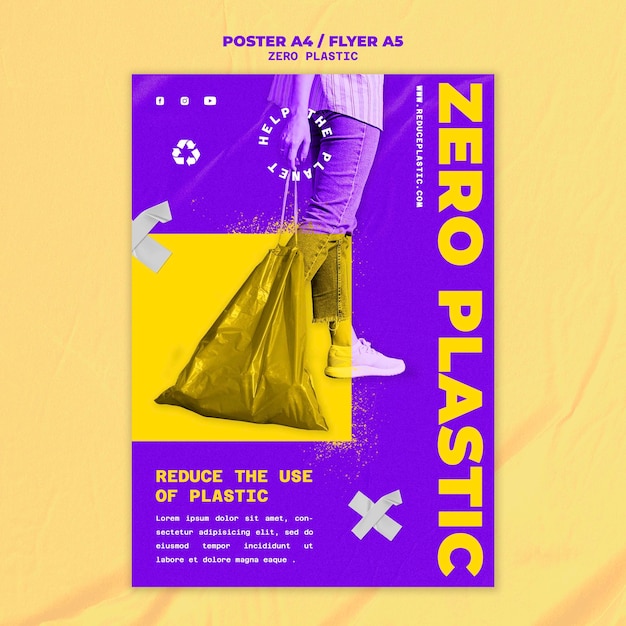 Gratis PSD noll plast affisch designmall
