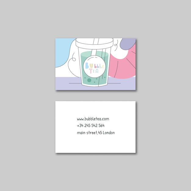 Gratis PSD nydelig visittkortmal for bubble tea