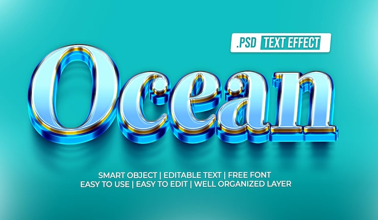 Gratis PSD ocean tekst style effekt