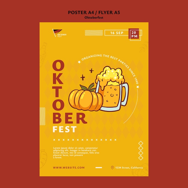 Gratis PSD oktoberfest skabelondesign