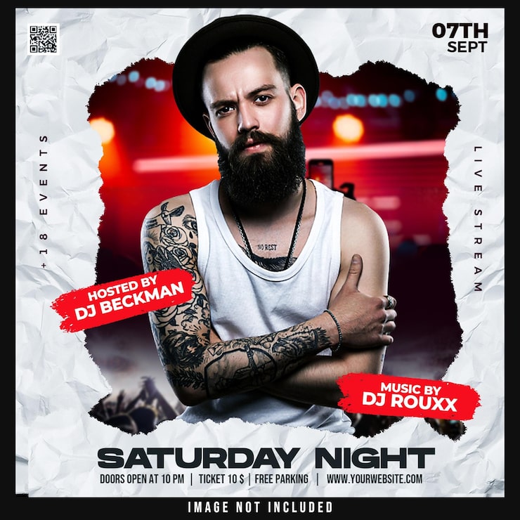 Gratis PSD opslag til sociale medier om klub dj-fest