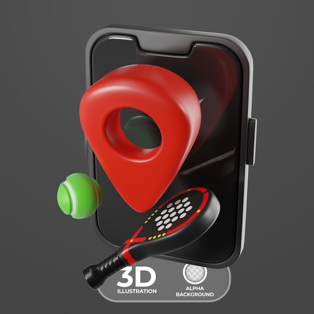 Gratis PSD padelbane lokation 3d-illustration