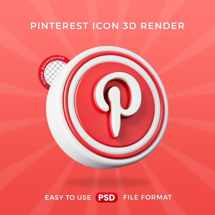 Gratis PSD pinterest logoikon isoleret 3d gengivelsesillustration