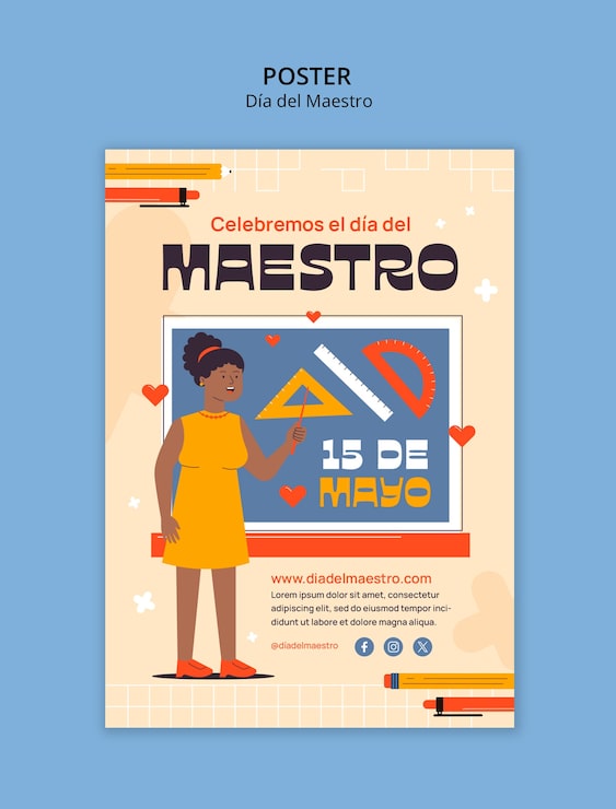 Gratis PSD plakat skabelon til fejring af lærerdagen
