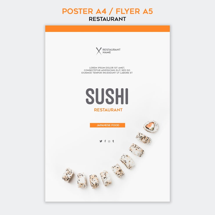 Gratis PSD plakat sushi restaurant skabelon
