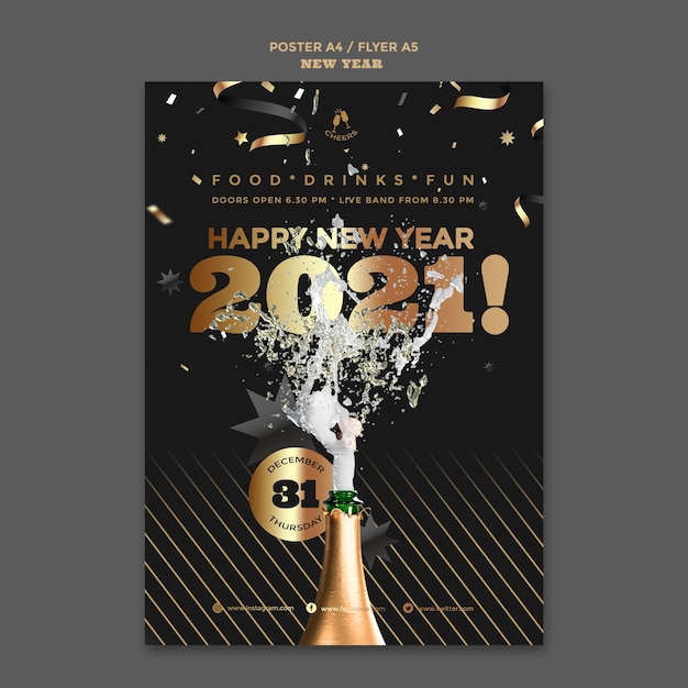 Gratis PSD plakatmal for nyttårsfest