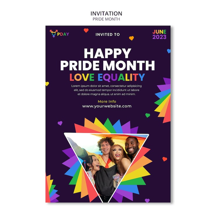 Gratis PSD platt design pride month inbjudningsmall