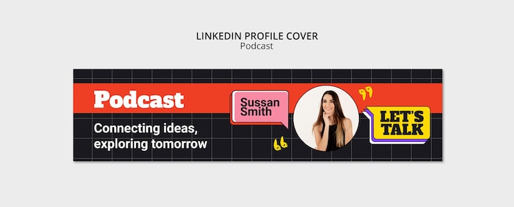 Gratis PSD podcast linkedin banner skabelon design