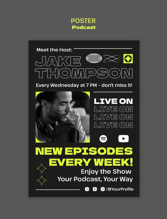 Gratis PSD podcast plakat skabelon design