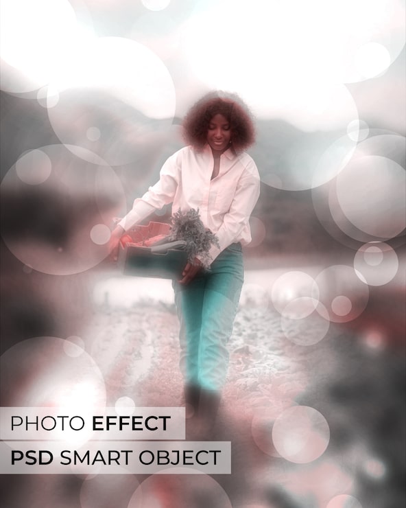 Gratis PSD portrett av person med bokeh-effekt