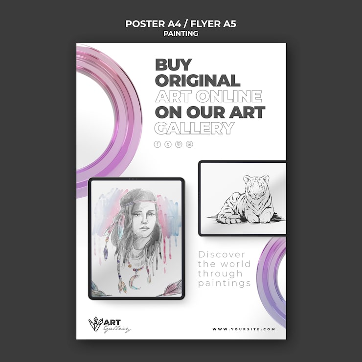 Gratis PSD printskabelon til malerigalleri