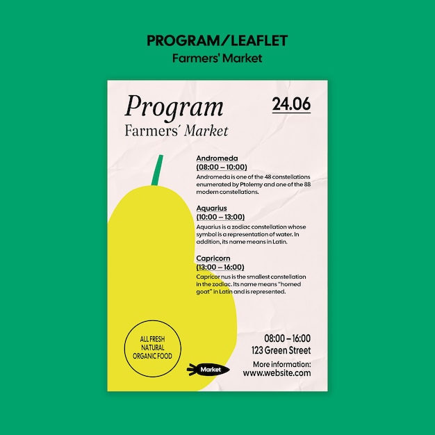 Gratis PSD programblad för bondens marknad
