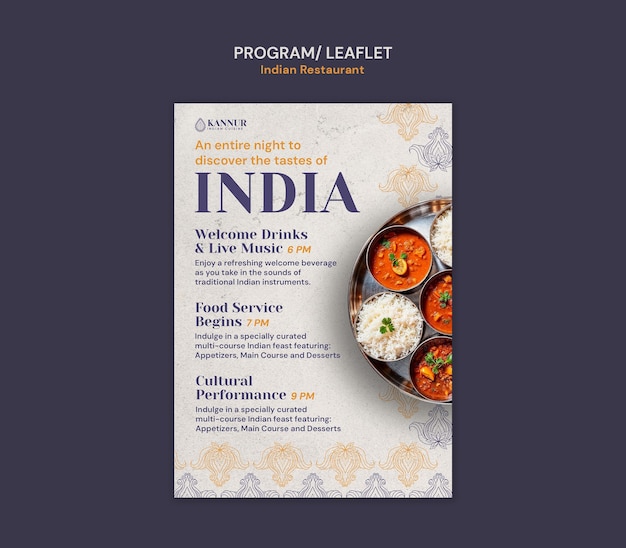 Gratis PSD programbrosjyre for indisk restaurant