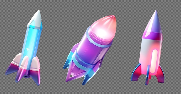 Gratis PSD psd 3d-render raket ikon samling