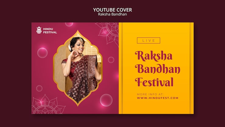 Gratis PSD raksha bandhan youtube cover mall i dubbel ton och mandala design