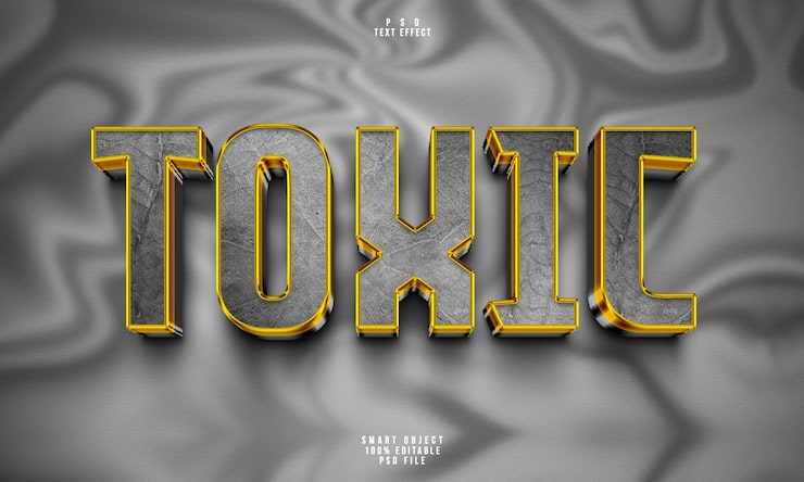 Gratis PSD redigerbar 3d-texteffekt – toxic