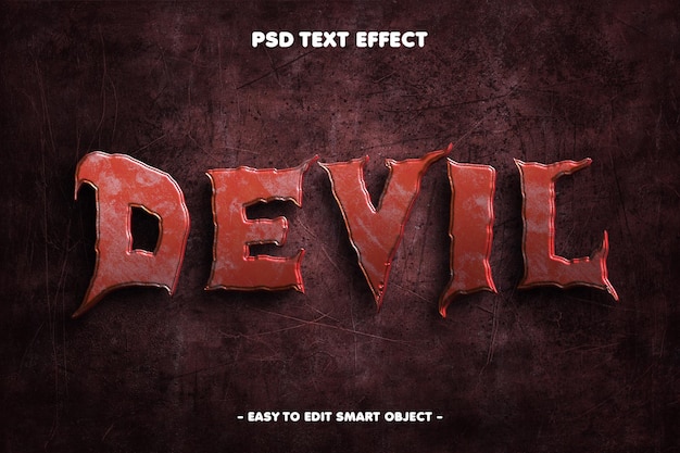 Gratis PSD redigerbar texteffekt - devil horror