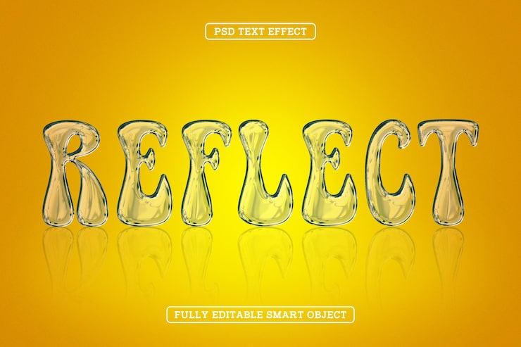 Gratis PSD reflekteret glas stil tekst effekt