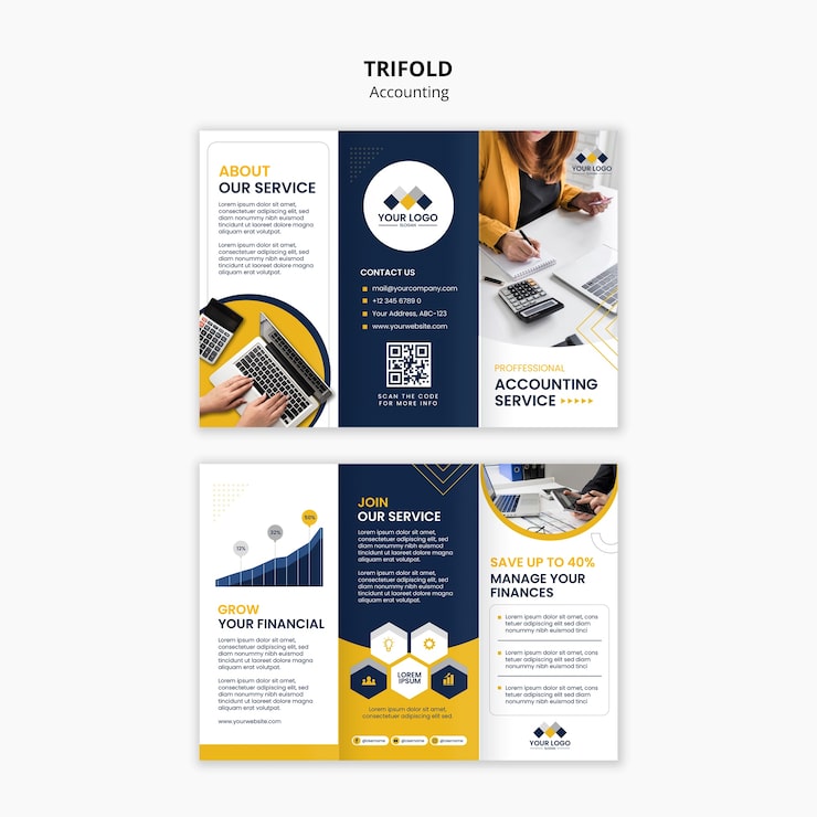 Gratis PSD regnskab trifold brochure skabelondesign