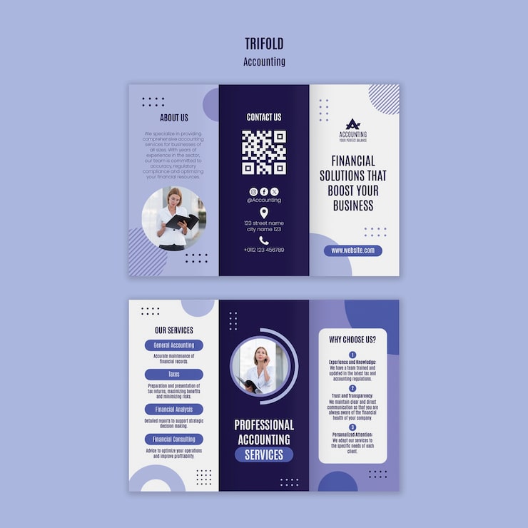 Gratis PSD regnskapsmessig brosjyre i tre deler, maldesign