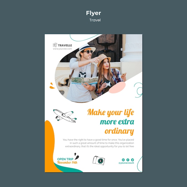 Gratis PSD reise design template av flyer