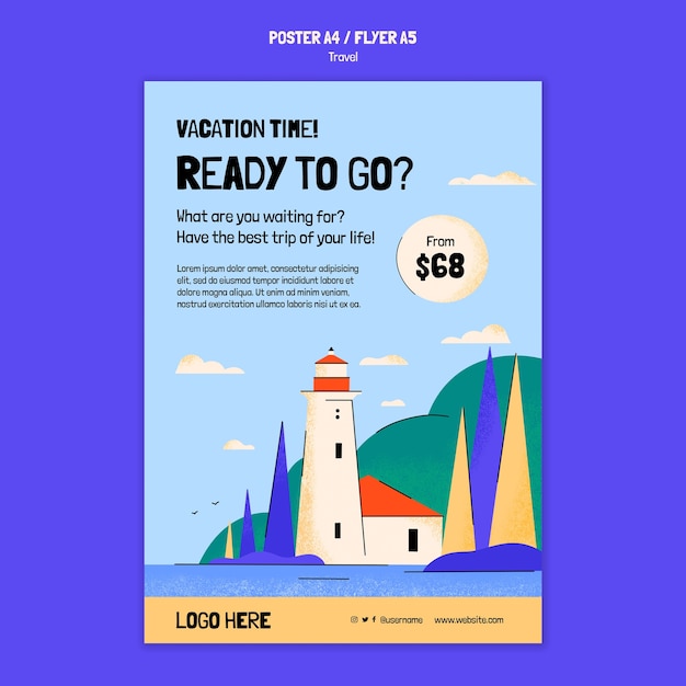 Gratis PSD reisemal for flat design-plakat
