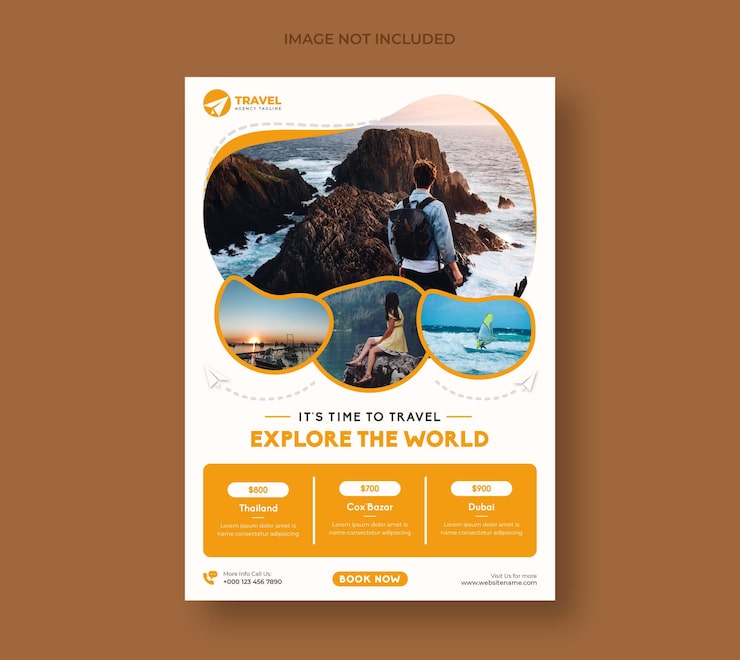 Gratis PSD rejse tour flyer skabelon