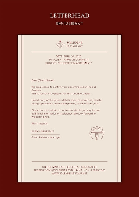 Gratis PSD restaurant brevpapir mal design