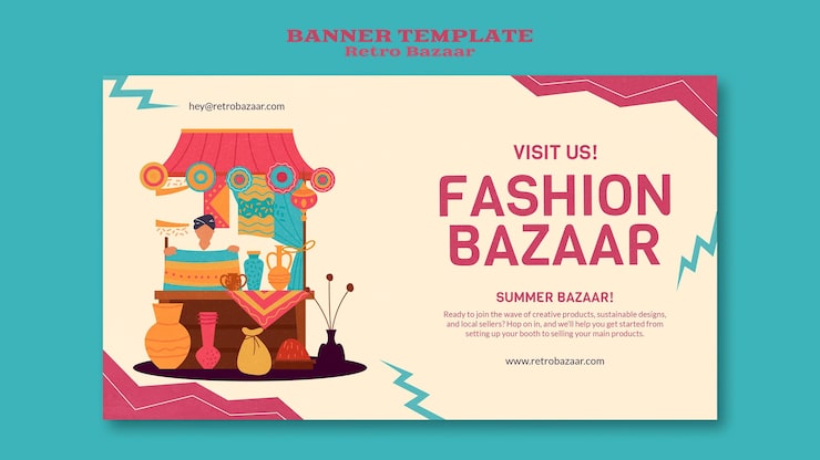Gratis PSD retro bazaar banner template