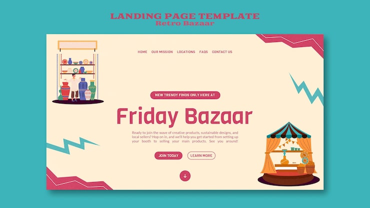 Gratis PSD retro bazaar webbmall