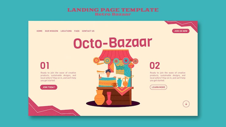 Gratis PSD retro bazaar webbmall