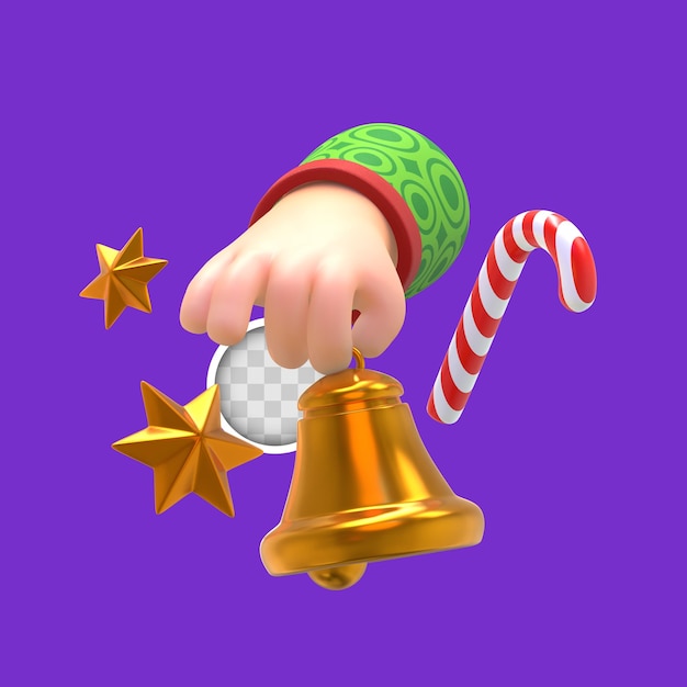 Gratis PSD ringende julebjelle. 3d-rendering