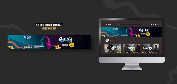 Gratis PSD rockmusik konsert youtube banner